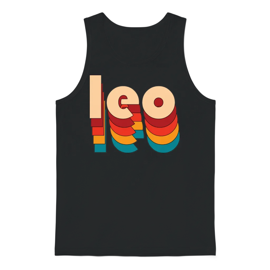 Retro Leo Name Unisex Tank Top - Black