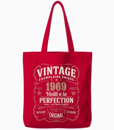 56 Years Man 1969 Birthday T Shirt 56 Years Man 1969 T-Shirt, Black, S Tote Bags - Red