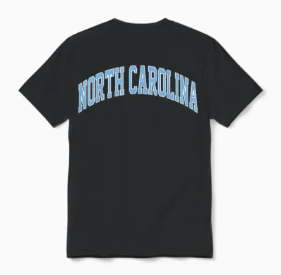 Retro North Carolina Blue Souvenir Simple North Carolina Unisex T-Shirt - Black