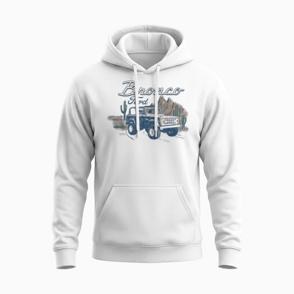 Ford - Bronco Suv Outdoor Desert Landscape Unisex Hoodie in White