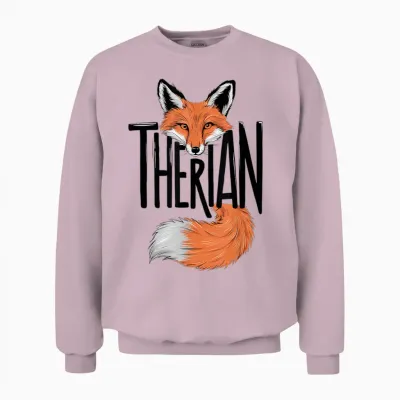 Mask Therian Fox T-Shirt, White, S Unisex Sweatshirt - Light Pink
