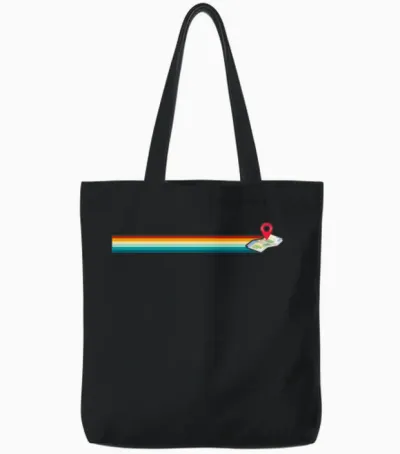 Retro Maps Tote Bags - Black