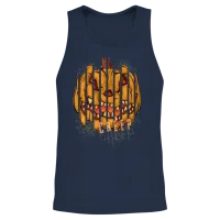 Scary Pumpkin Spooky Halloween Carved Pumpkin Face Unisex Tank Top - Navy – 2
