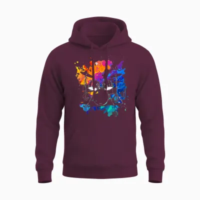 Drums Colorful Instrument Band Drum Music Unisex Hoodie - Maroon