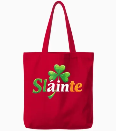 Slainte Irish Cheers Toast Patricks Day Tote Bags - Red