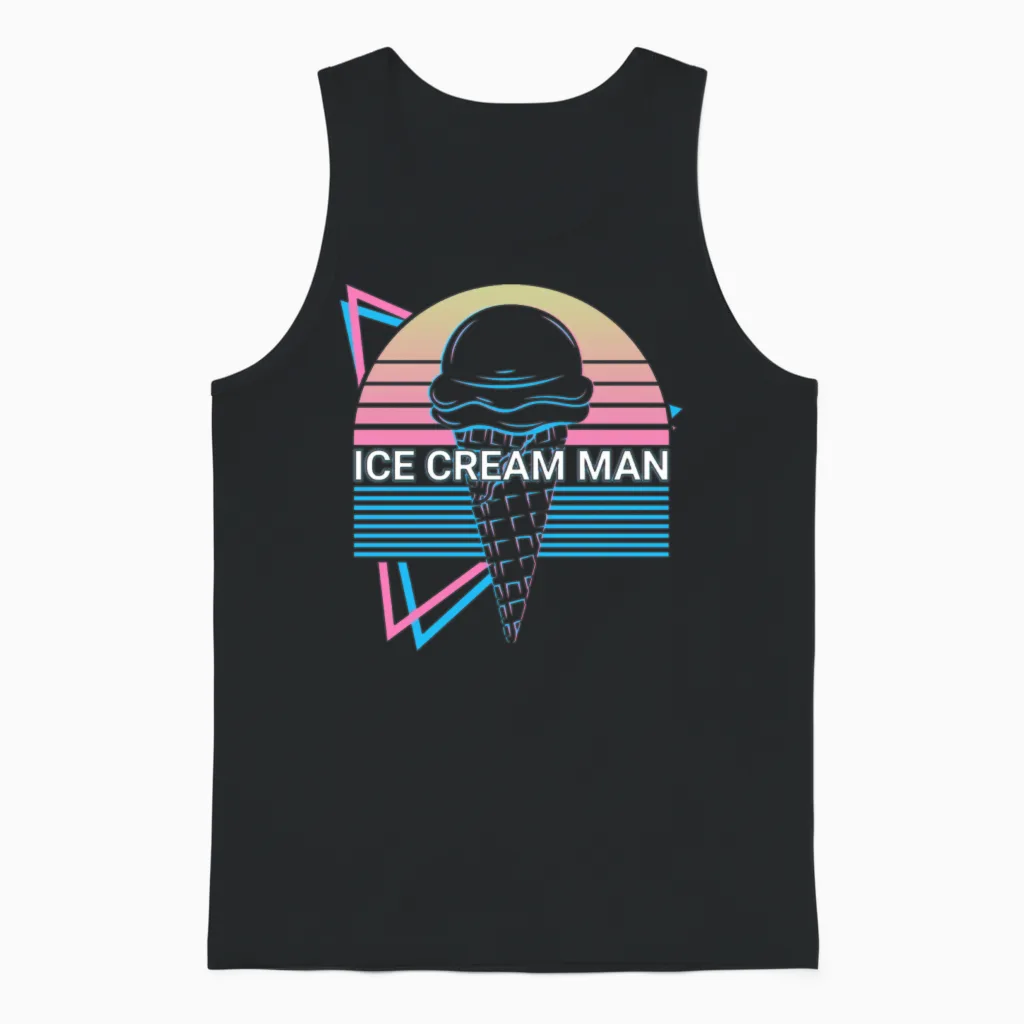 Ice Cream Retro Unisex Tank Top in Black