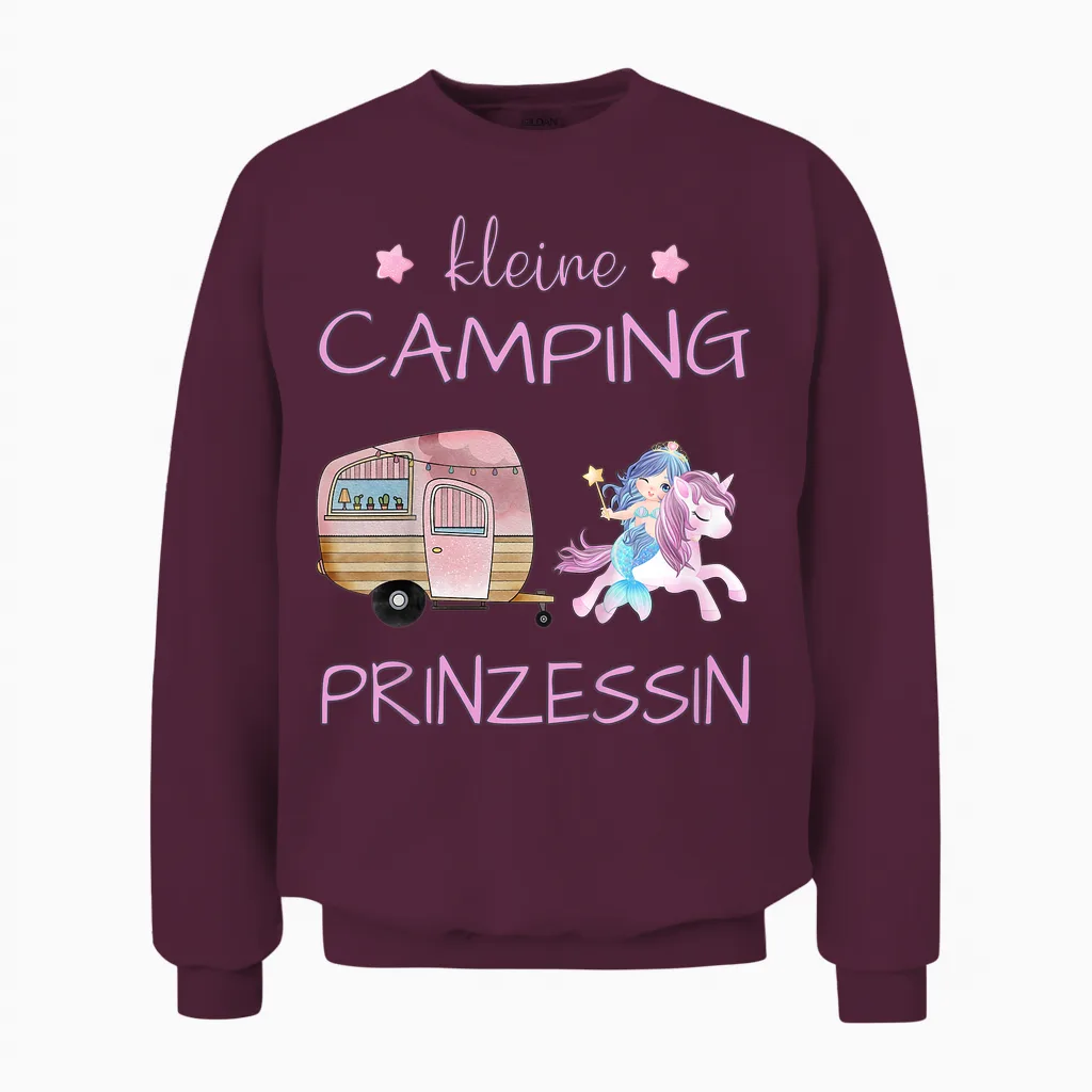 Kleine Camping Prinzessin - Einhorn Meerjungfrau Mädchen Unisex Sweatshirt in Maroon