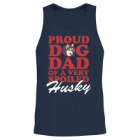 Husky Dogs Dog Dad of a Spoiled Husky Unisex Tank Top - Navy – 2