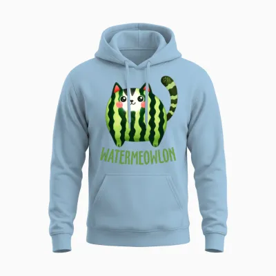 Funny Cat Watermelon Watermewlon Unisex Hoodie - Light Blue