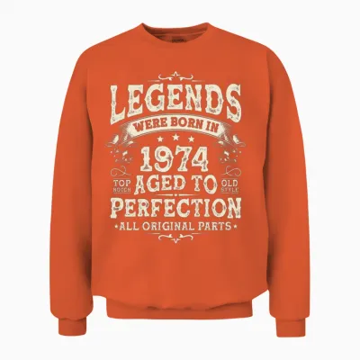 Vintage 1974 Birthdays Unisex Sweatshirt - Orange