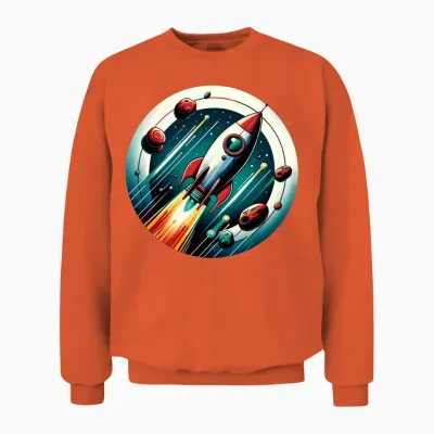 Retro Rocket and Planets Unisex Sweatshirt - Orange