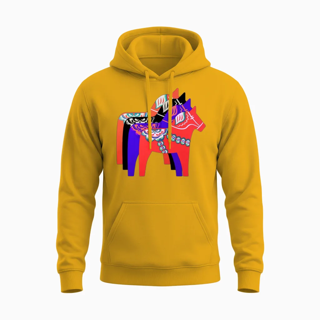 Dalarna Horse Lovers Unisex Hoodie in Gold