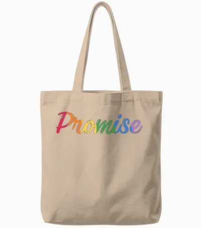 God's Promise Rainbow Graphic Tote Bags - Natural