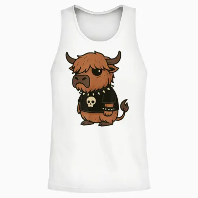 Vache Highland Gothique Drôle Emo Punk Unisex Tank Top - White