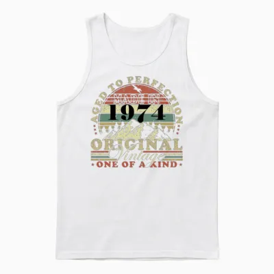 50th Birthday Vintage 1974 50 Years Unisex Tank Top - White