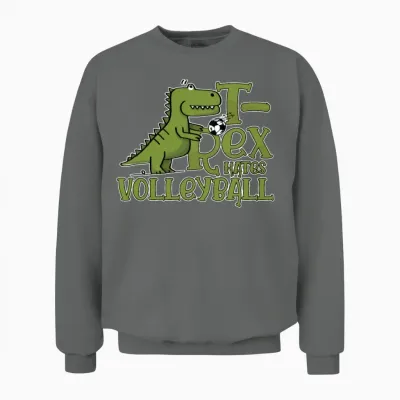T Rex Hates Volleyball Unisex Sweatshirt - Graphite Heather