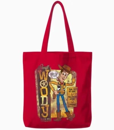 Disney Pixar Toy Story Sheriff Woody Talking Doll Tote Bags - Red