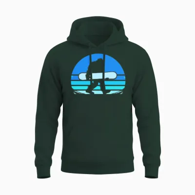 Retro Snowboard Yeti Snowboarding Unisex Hoodie - Forest