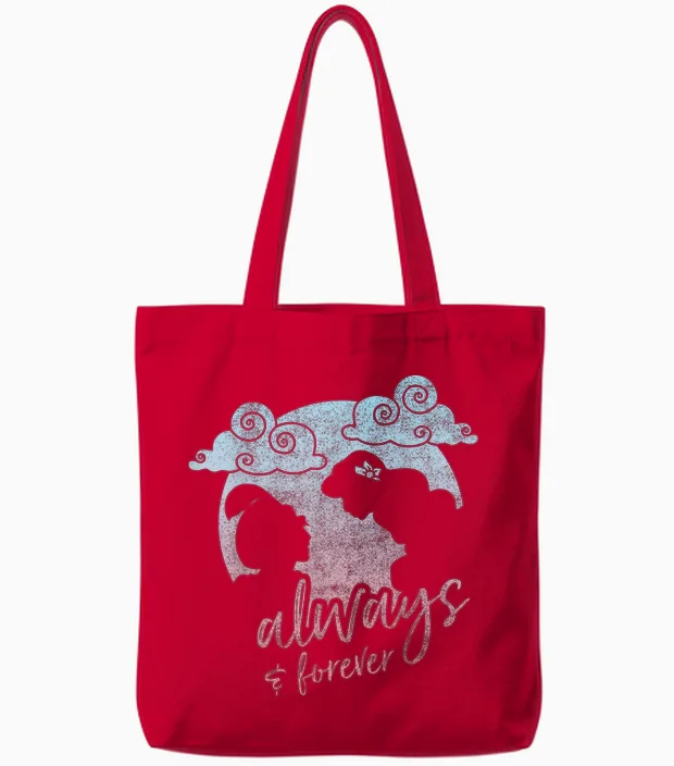 Silhouette De Lune Disney Aladdin Jasmine Et Aladdin Forever Tote Bags in Red