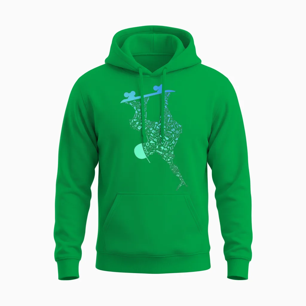 Skateboard Shirts for Boys | Skater Gear Skateboard T-Shirt, Black Unisex Hoodie in Irish Green