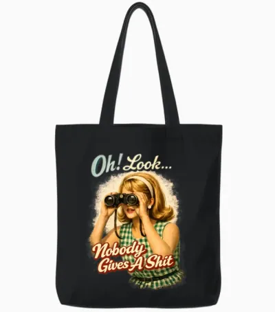 Retro Pinup Lookout Tote Bags - Black