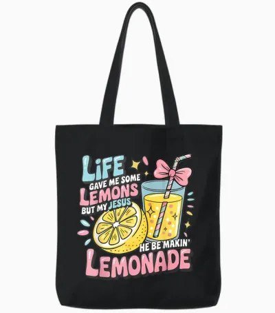Life Gave Me Lemon but My Jesus Makin Lemonade Christian Kid Tote Bags - Black