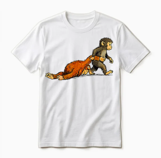 Cute Monkey Punch (2 Side) Unisex T-Shirt in White