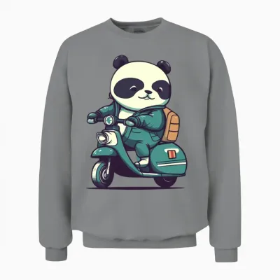 Funny Panda on Scooter Unisex Sweatshirt - Sport Grey