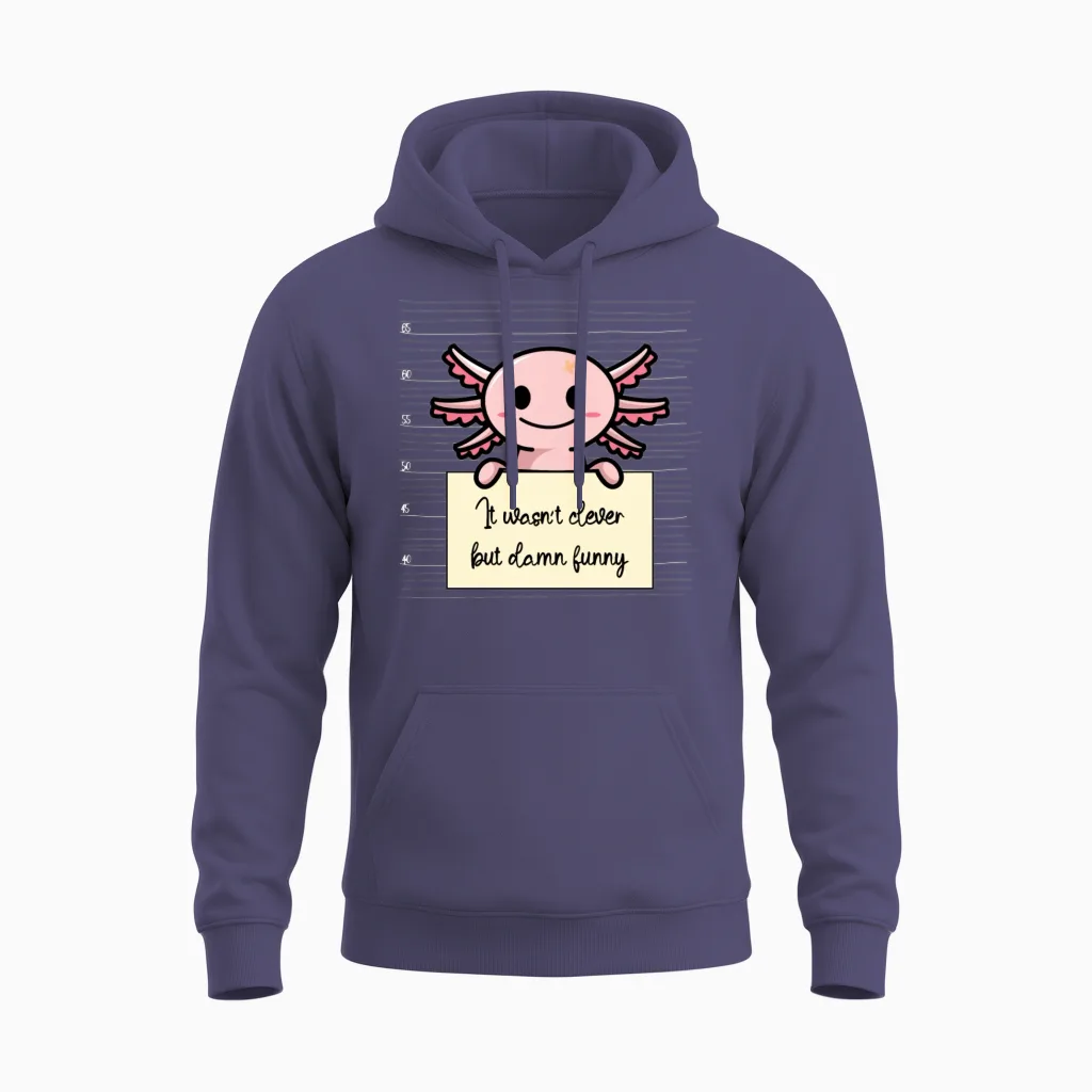 Axolotl Was Not Clever but Funny Unisex Hoodie in Heather Sport Dark Navy