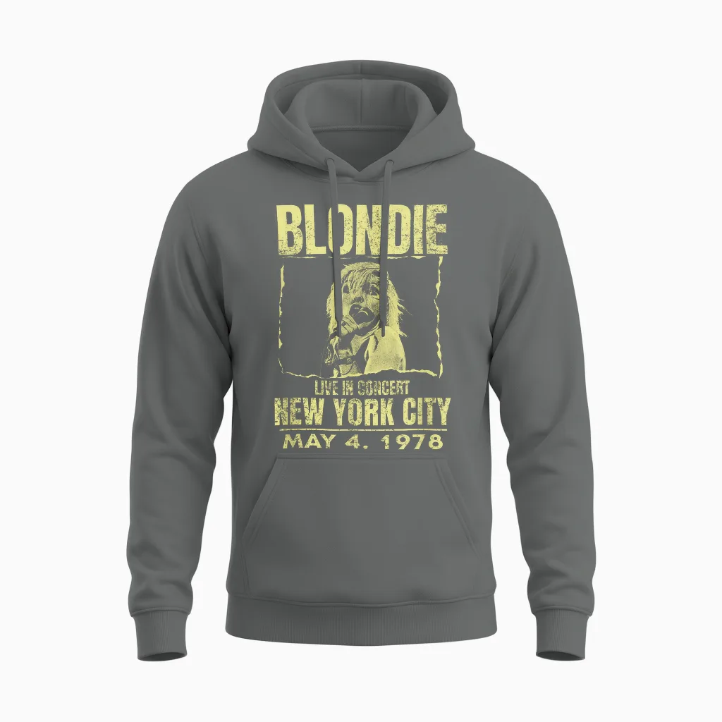 Blondie Live Concert Poster New York 1978 Vintage Band Unisex Hoodie in Graphite Heather