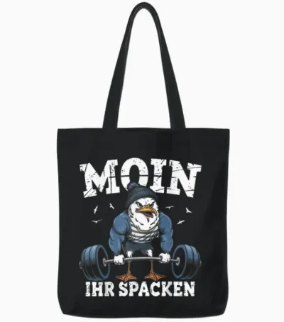 Funny Moin Ihr Spacken Bodybuilding Seagull Fitness Gym Moin Tote Bags - Black