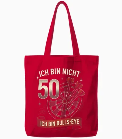 Ich Bin Nicht 50, Ich Bin Bulls-Eye - Dart Tote Bags - Red