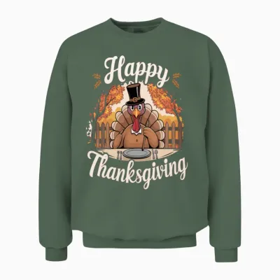 Happy Thanksgiving Unisex Sweatshirt - Military Green
