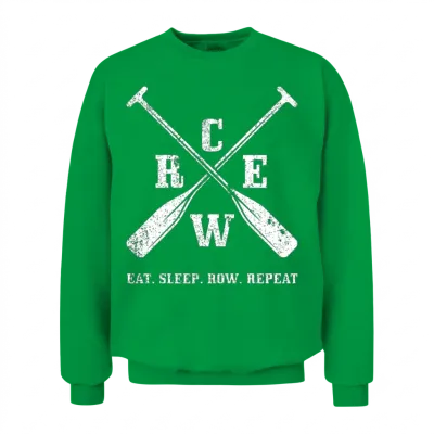 Eat. Sleep. Row. Repeat Crew Rowing Boating Crew Unisex Sweatshirt - Irish Green