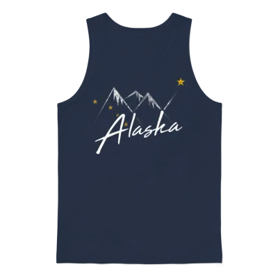 Alaska Flag Mountains Distressed State Unisex Tank Top - Navy