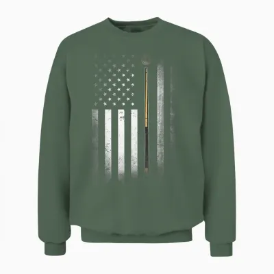 Billiards Pool Player Table Usa Us American Unisex Sweatshirt - Military Green