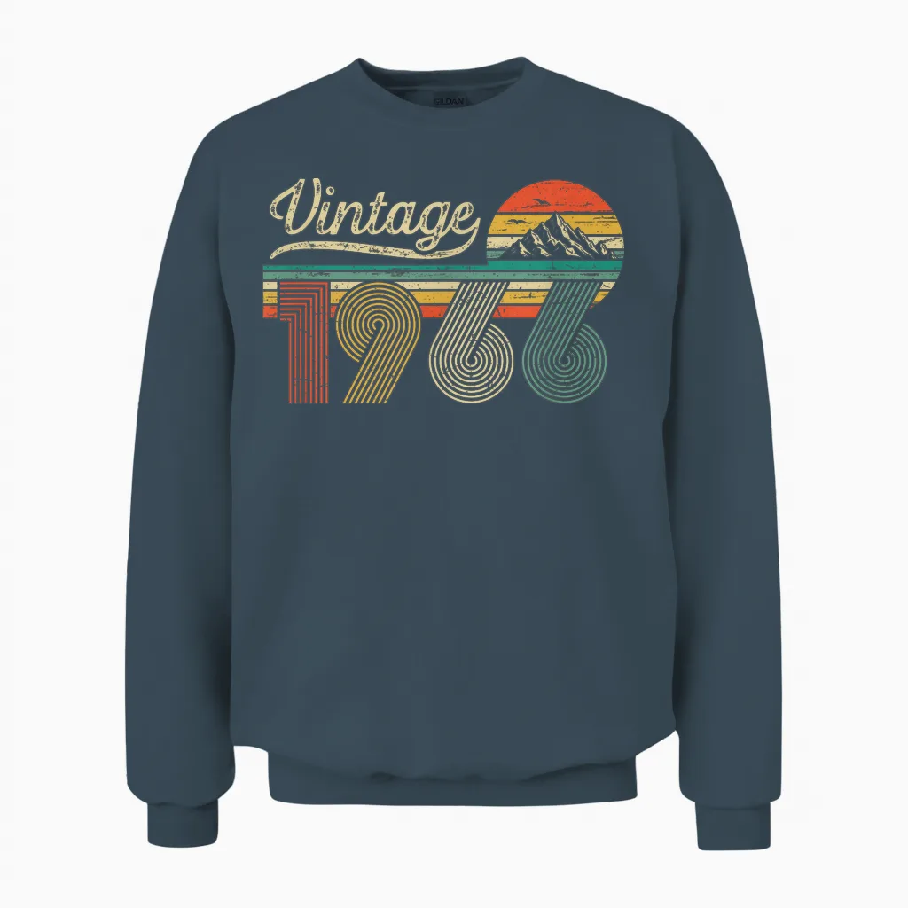 Vintage 1966 Man Woman Birthday - Born in 1966 Original Unisex Sweatshirt in Dark Heather