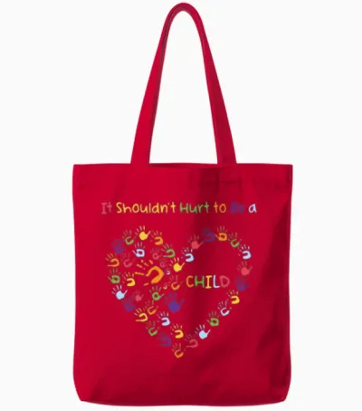 He Child Abuse Awareness It Shouldn't Hurt to Be A Tote Bags - Red