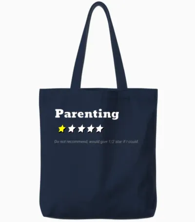 Parenting 1 Star Rating; Funny Parenting Gift; Tote Bags - Navy