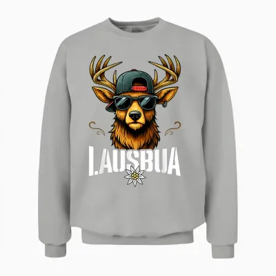 Lausbua Deer Oktoberfest Costume Shirt Leather Trousers Children's Unisex Sweatshirt - Ash