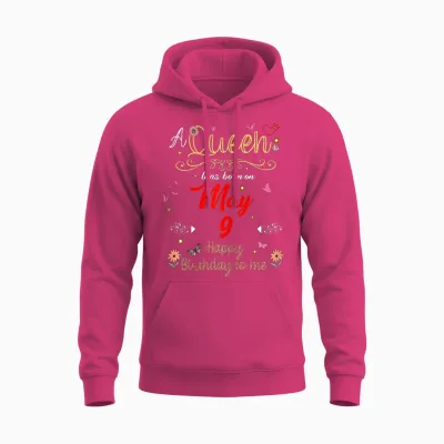 Une Reine Est Née Le 9 Mai, 9e Anniversaire Unisex Hoodie - Heliconia