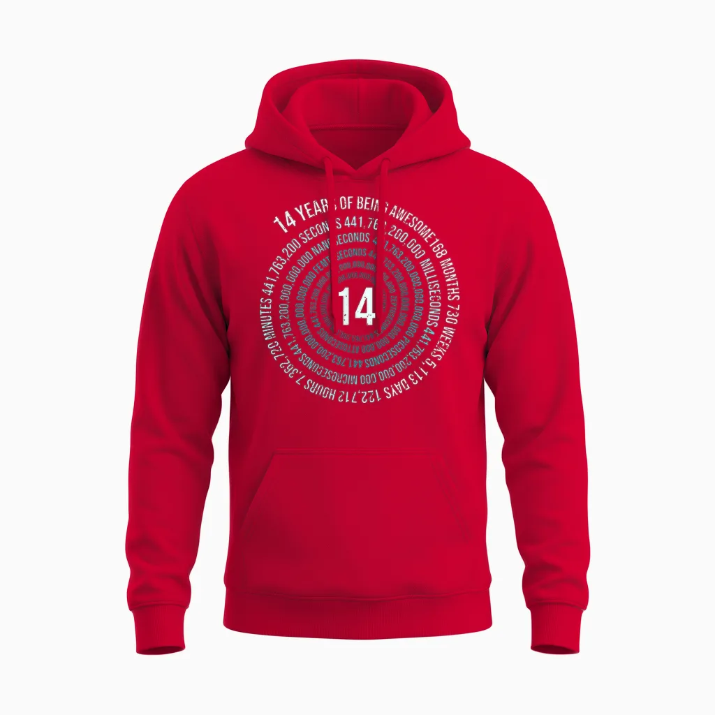 14 Jahre Geburtstag Helix 14 Jahr Jungen Mädchen Geburtstags Unisex Hoodie in Red
