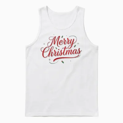Merry Christmas Unisex Tank Top - White