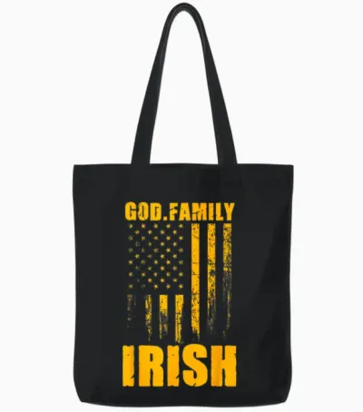 Notre Dame Irish God. Family. Vintage Usa Tote Bags - Black