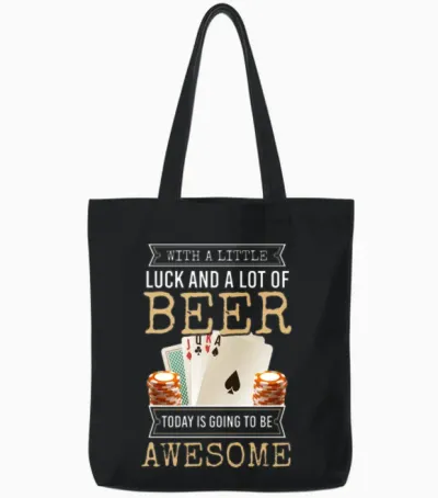 Cards Gambling Poker Face Tote Bags - Black