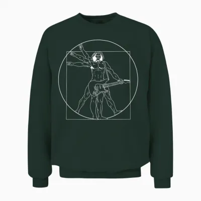 Guitar Da Vinci Vitruvian Man Guitar Player Musicians Unisex Sweatshirt - Forest