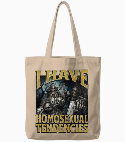 I Have Homosexual Tendencies Funny Hard Skeleton Tote Bags - Natural
