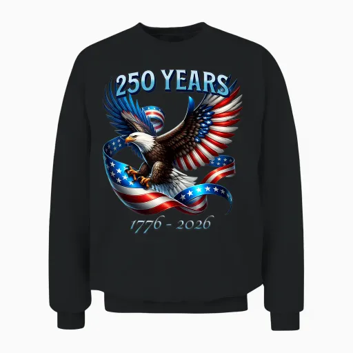 Patriotic Eagle and Flag 250 Years 1776-2026 Unisex Sweatshirt - Black