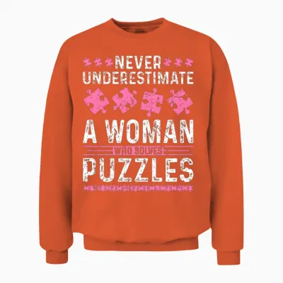 Jigsaw Puzzle Lover Woman Puzzle Unisex Sweatshirt - Orange