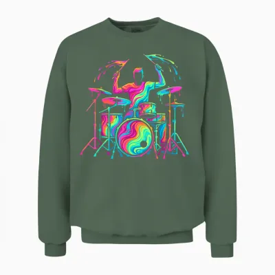 Drummer Man Child Boy Unisex Sweatshirt - Military Green